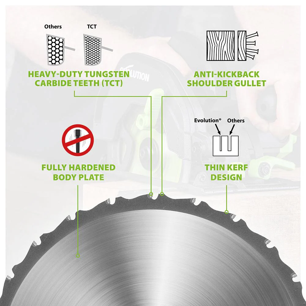 Evolution 165mm Multi-Material Cutting 14T Circular Saw Blade - Image 5