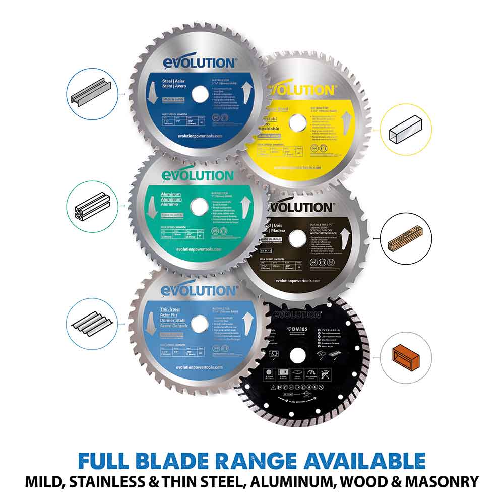 Evolution 185mm Mild Steel Cutting 40T TCT Circular Saw Blade - Image 8