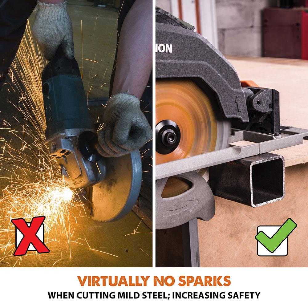 Evolution R185CCSX 185mm Circular Saw with 1020mm 3-piece Mini Track and TCT Multi-Material Cutting Blade - Image 9