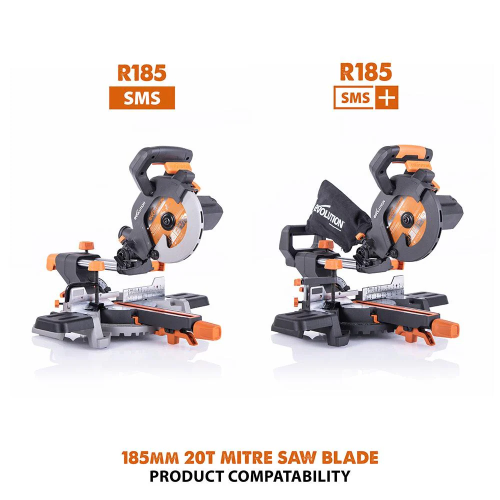 Evolution 185mm Multi-Material Cutting 20T Mitre Saw Blade - Image 6