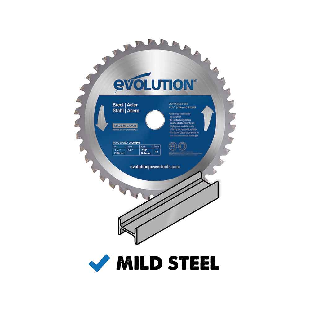 Evolution 185mm Mild Steel Cutting 40T TCT Mitre & Chop Saw Blade - Image 9