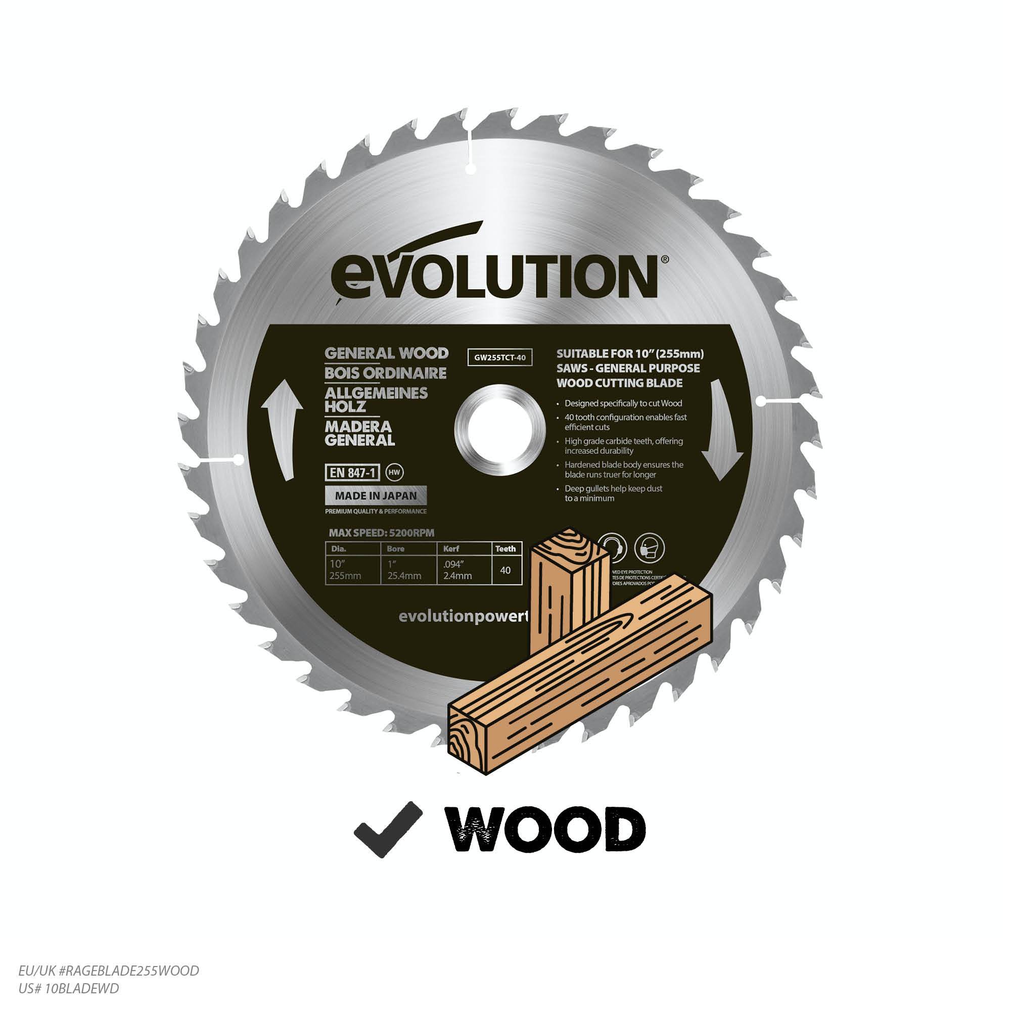 Evolution 255mm General Wood Blade 40T - Image 5