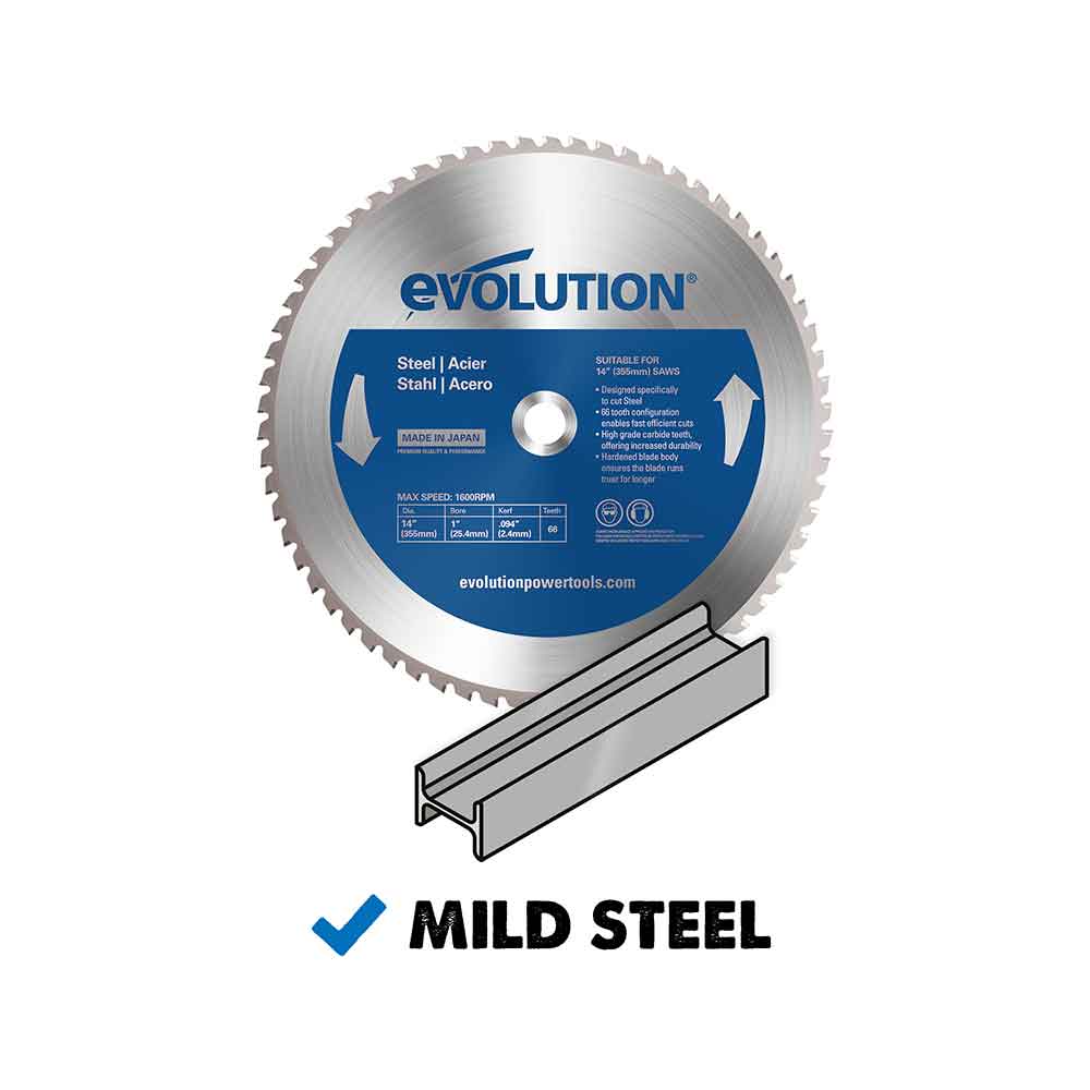 Evolution 355mm Mild Steel Cutting 66T Chop Saw Blade - Image 4