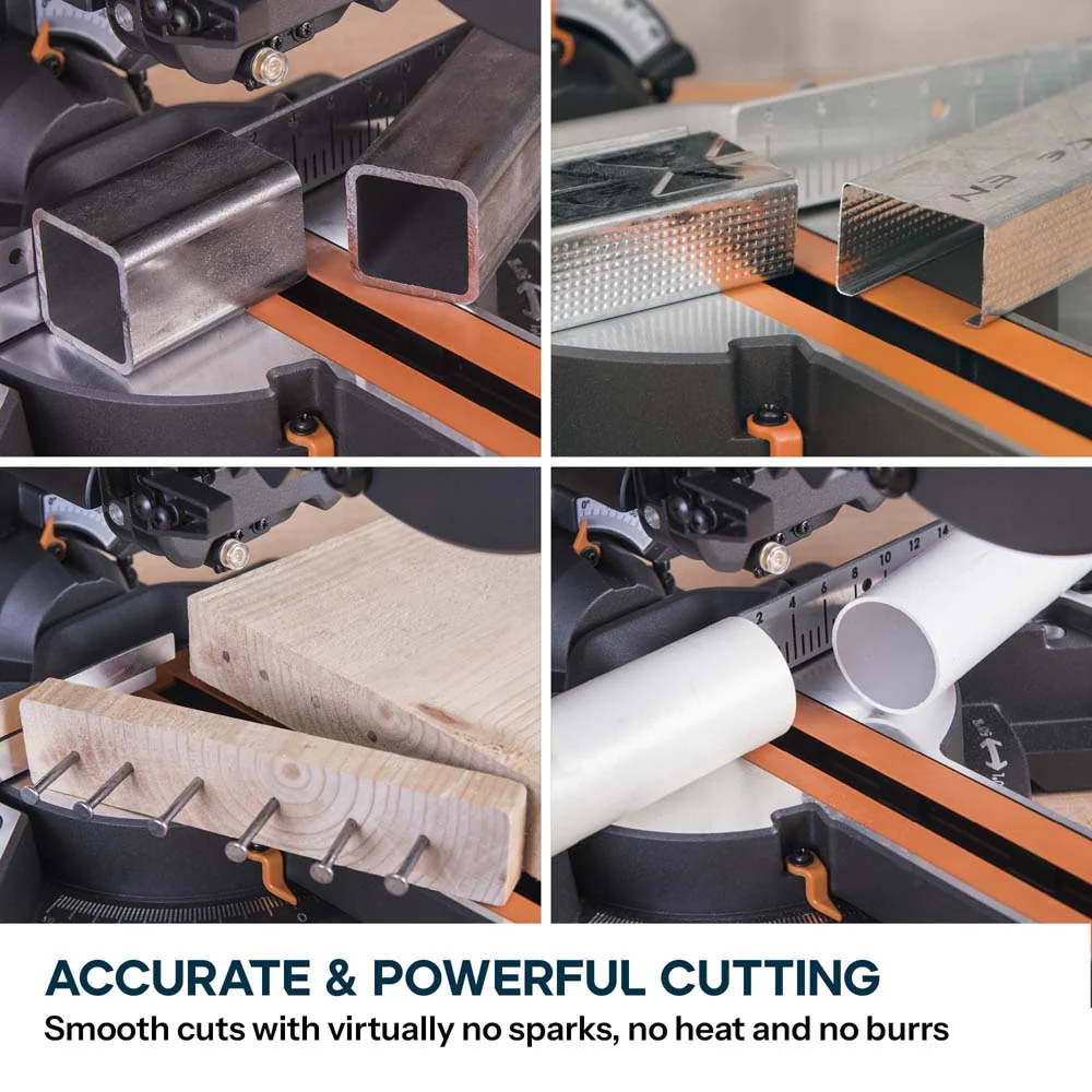 B-Stock Refurbished Evolution R210SMS+ 210mm Sliding Compound Mitre Saw With TCT Multi-Material Cutting Blade - Image 3