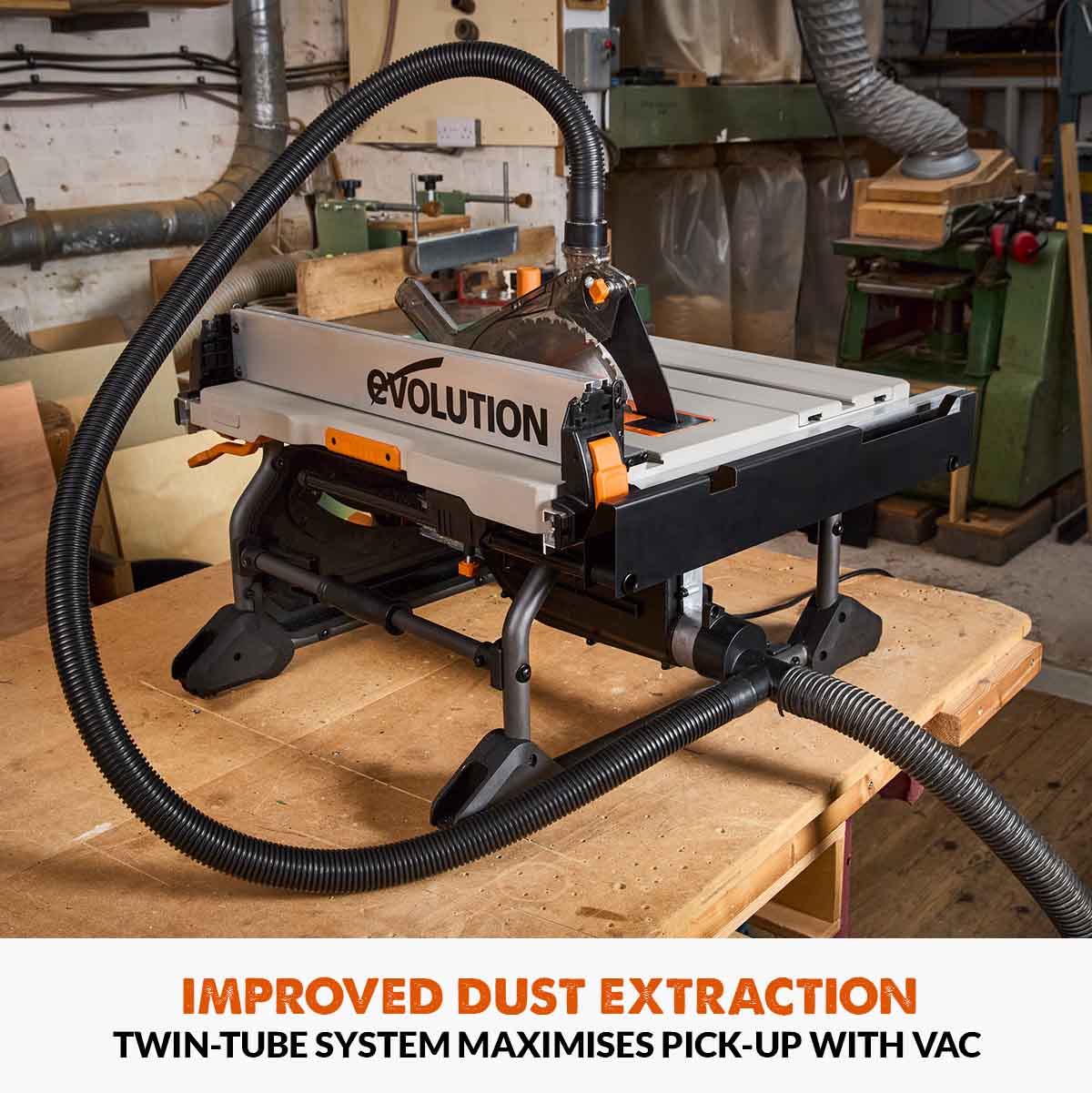 Evolution R255TBL+ 230v Portable Jobsite Table Saw with 255mmTCT Multi-material Blade - Image 22
