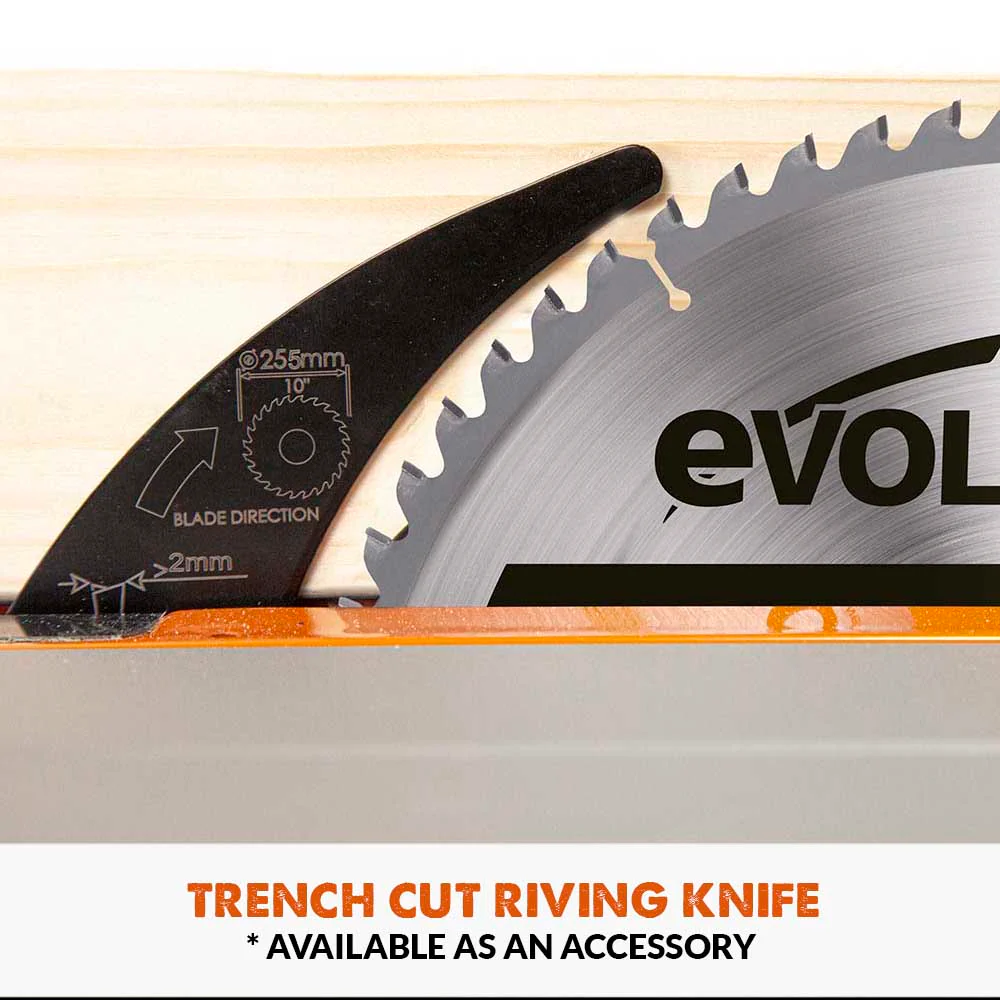 Evolution R255TBL Portable Table Saw 230v 255mm With TCT Multi-material Blade - Image 20