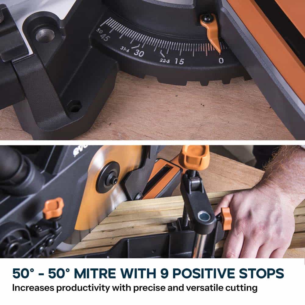 Evolution R210SMS-300+ Sliding Mitre Saw & Stand Bundle - Image 7