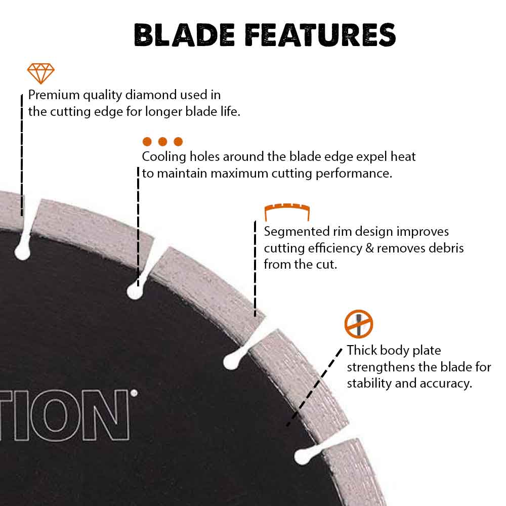 Evolution 230mm General Purpose Diamond Disc Cutter Blade, 22.2mm Bore - Image 4