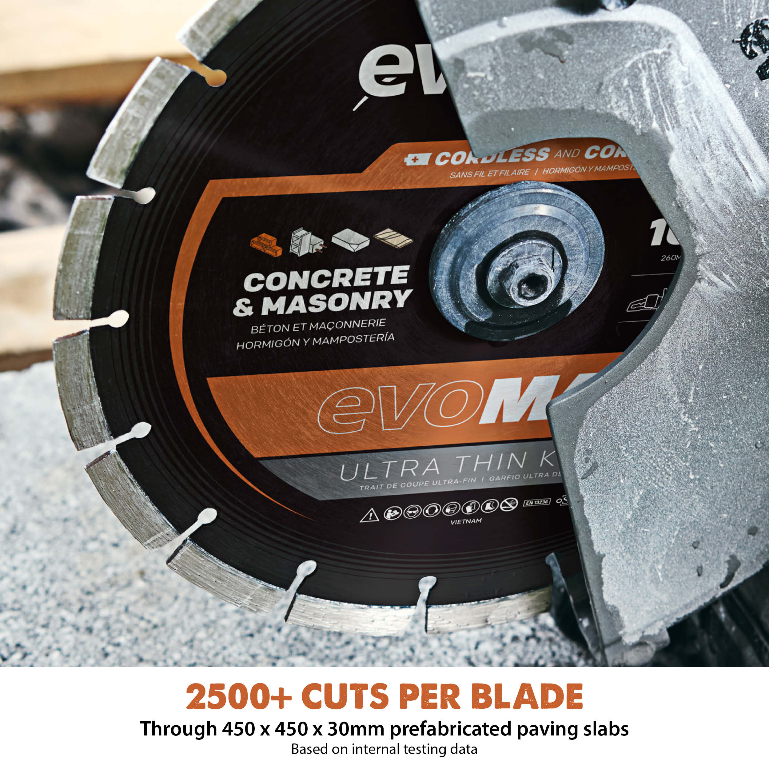 Evolution EVOMAX 260mm Ultra Think Kerf, Premium Diamond Disc Cutter Blade, 22.2mm Bore - Image 4