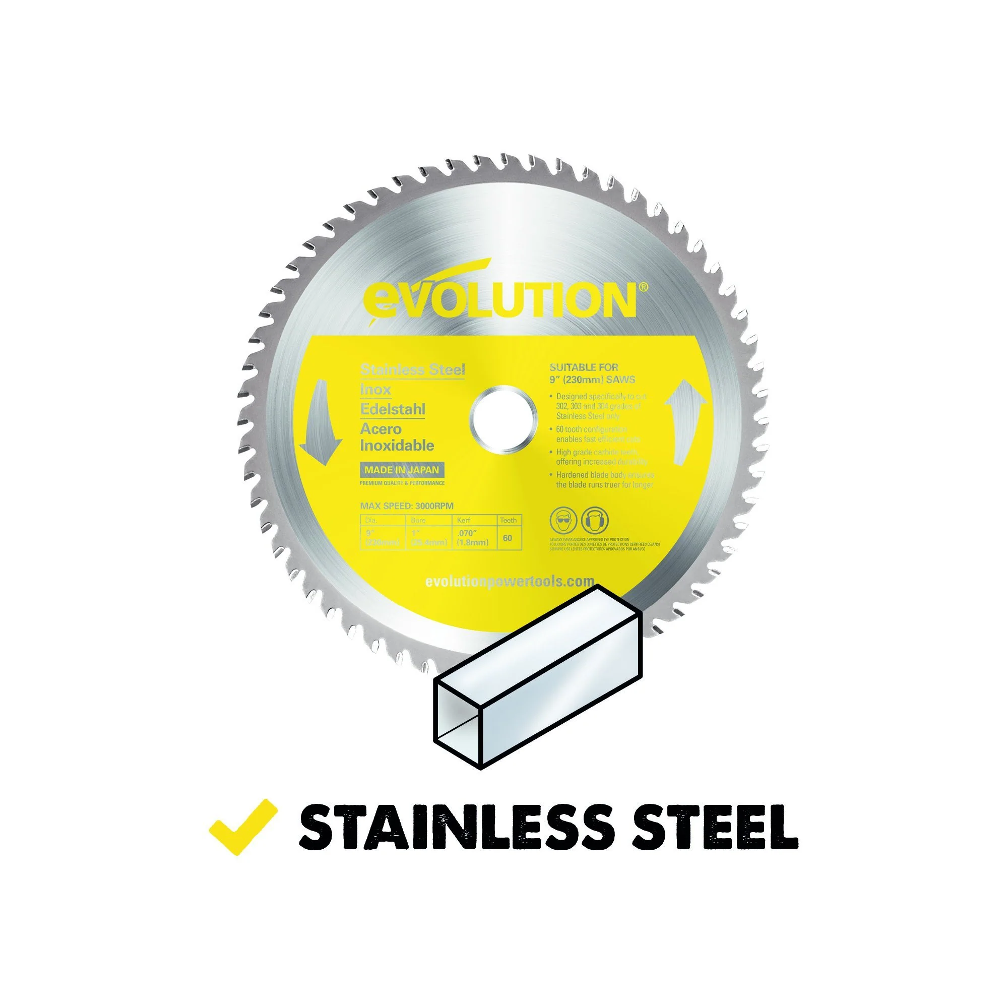Evolution 230mm Stainless Steel Cutting 60T Blade - Image 4