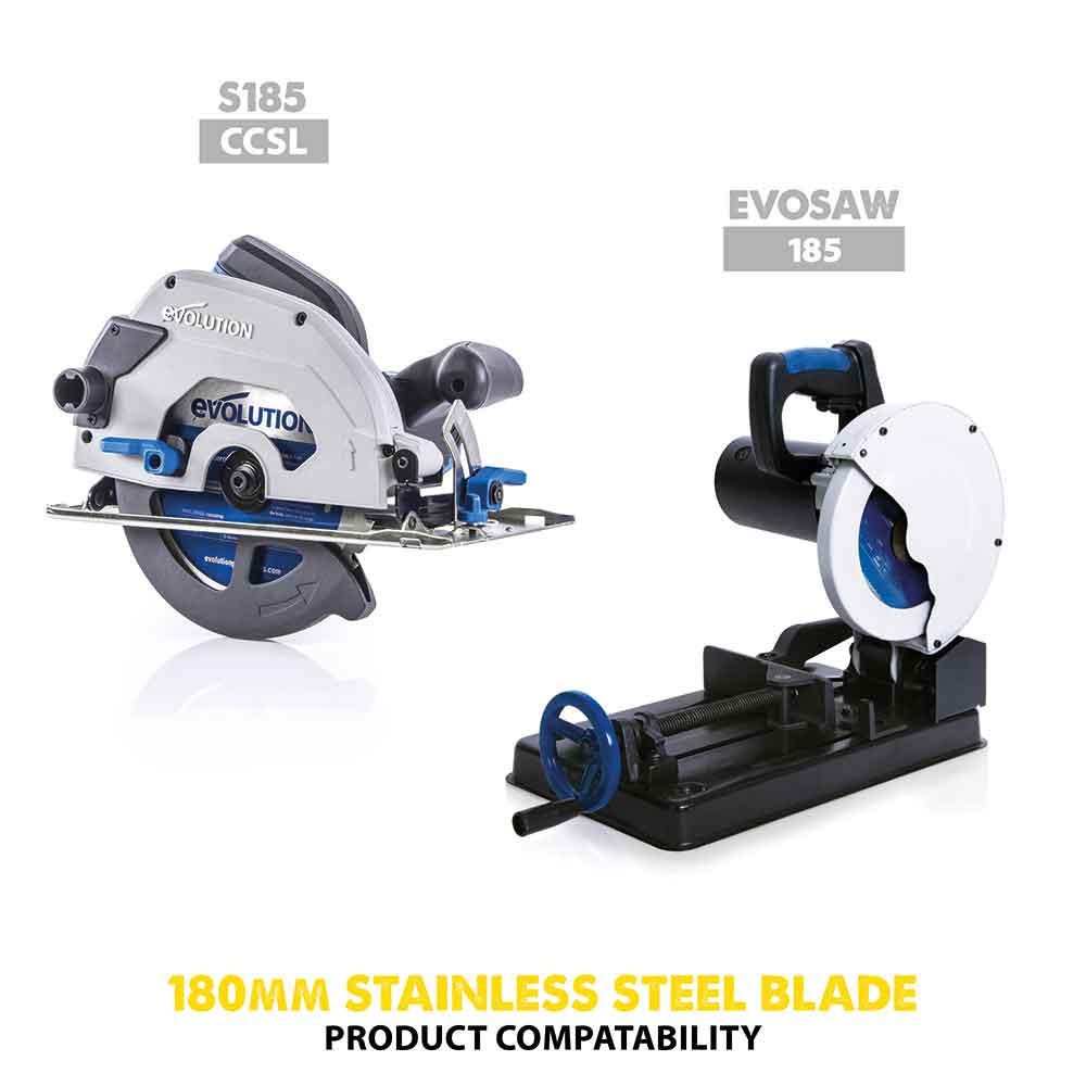 Evolution 180mm Stainless Steel Cutting 48T TCT Circular Saw Blade - Image 5