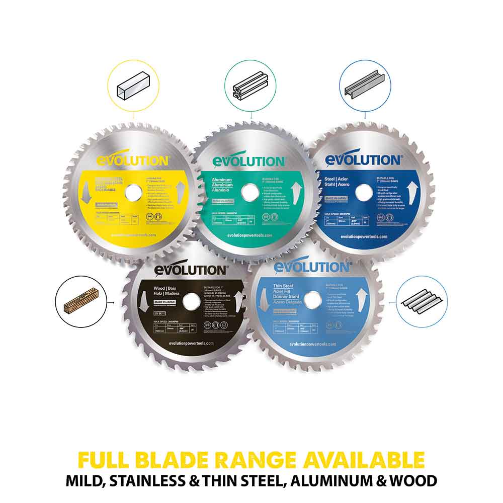 Evolution 180mm Stainless Steel Cutting 48T TCT Circular Saw Blade - Image 6