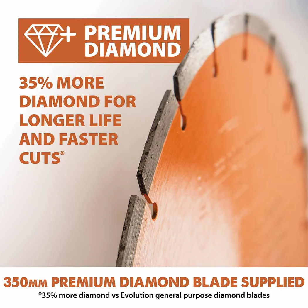 Evolution 350mm Premium Diamond Disc Cutter Blade, 22.2mm Bore - Image 5