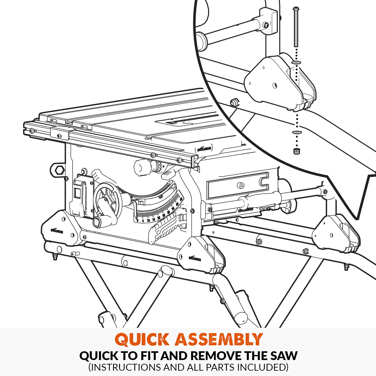 Evolution Compact Folding Wheeled Stand For R255TBL Table Saw - Image 10