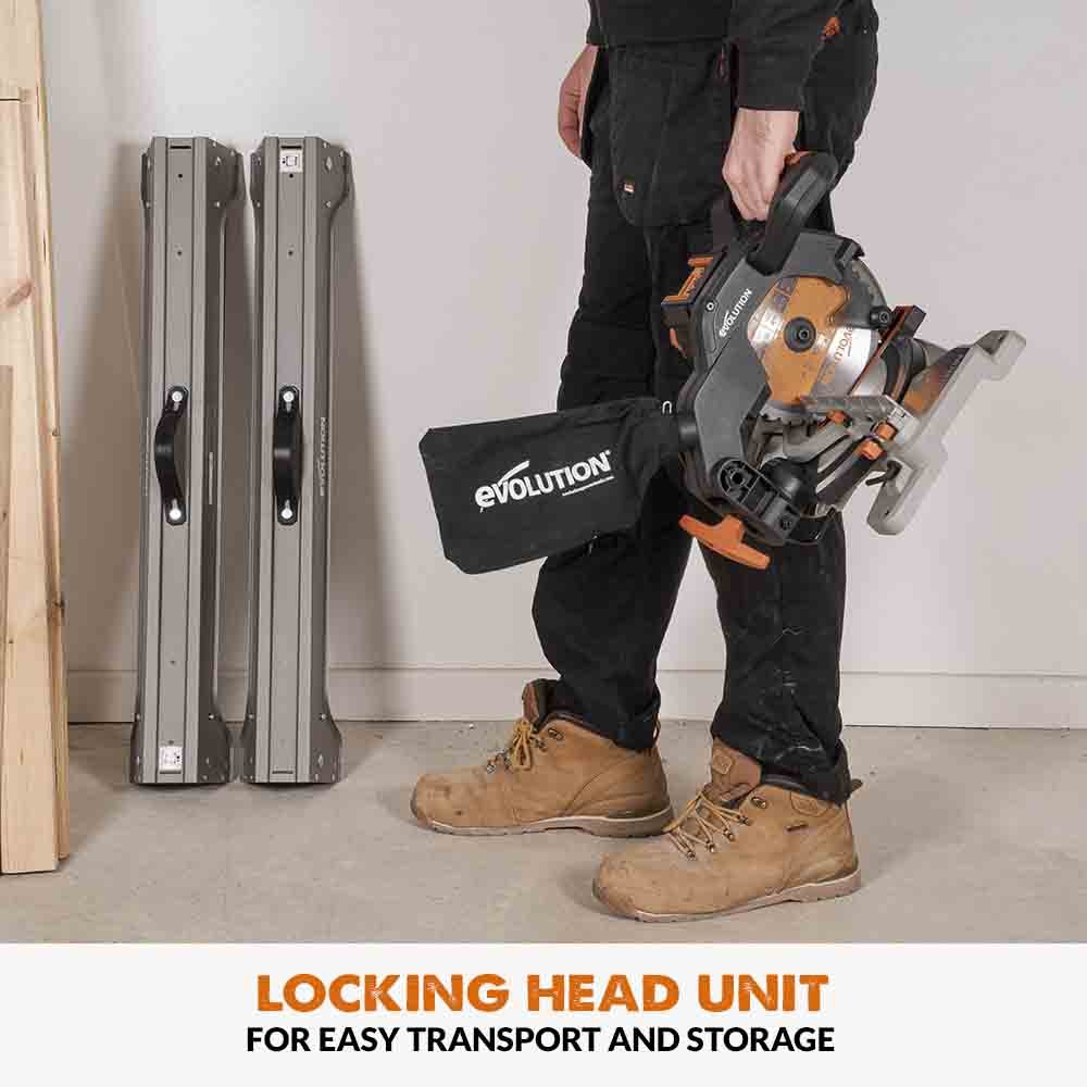 Evolution Cordless R185CMS-Li 185mm Compound Mitre Saw & Saw Horse Bundle - Image 9