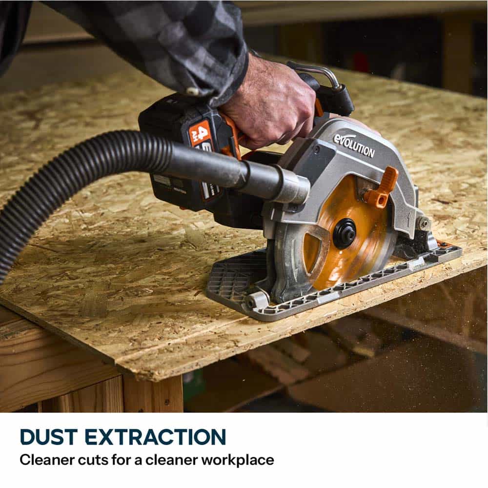 Cordless Evolution R185CCS-Li 185mm Li-Ion EXT 18v Brushless Circular Saw With Multi-Material Blade - Image 10