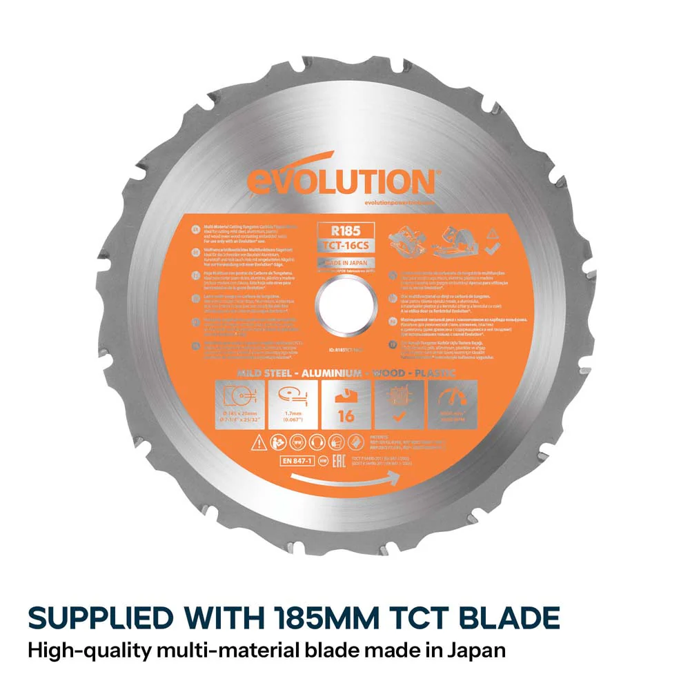 Cordless Evolution R185CCS-Li 185mm Li-Ion EXT 18v Brushless Circular Saw With Multi-Material Blade - Image 4