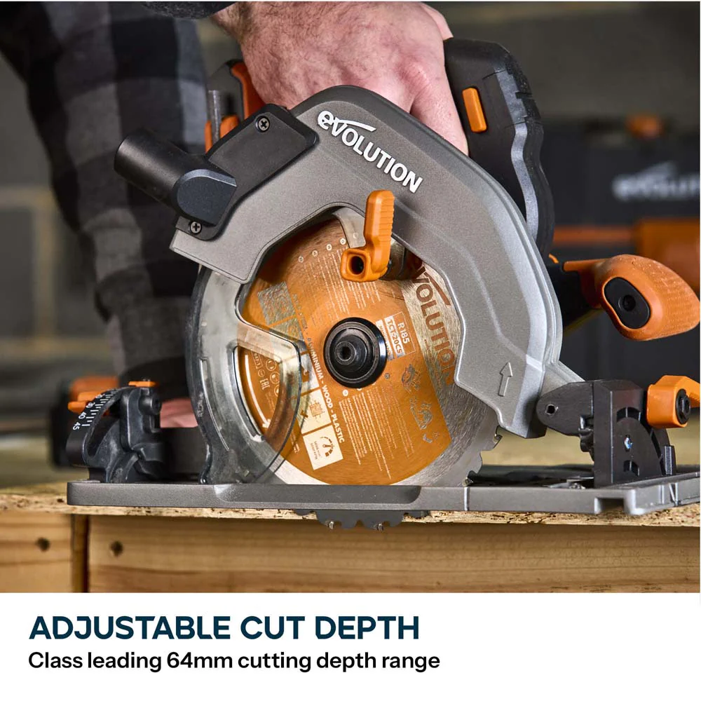 Evolution Cordless R185CCSX-Li 185mm Track Compatible Circular Saw Brushless 18v Li-Ion EXT Inc Multi-Material Blade - Image 9