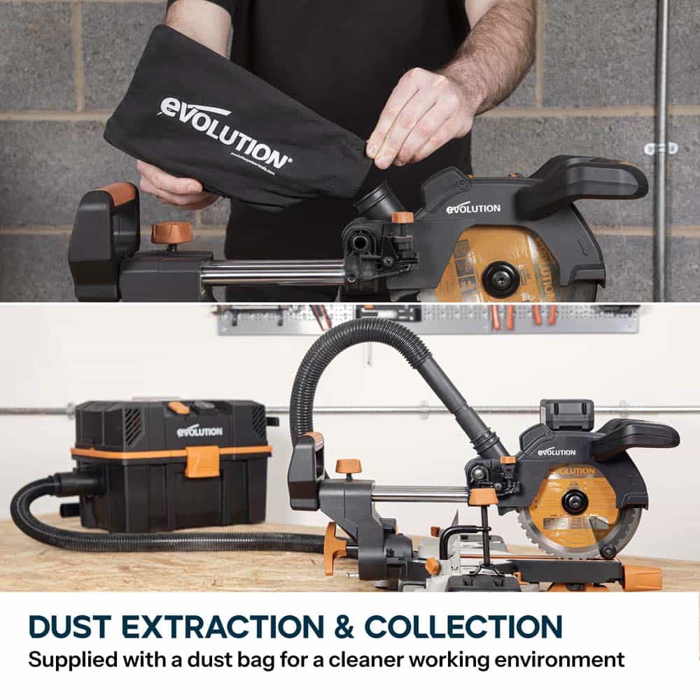 Evolution Cordless R185SMS-Li 185mm Sliding Mitre Saw & Evolution XL Rolling Mitre Saw Stand Bundle - Image 9