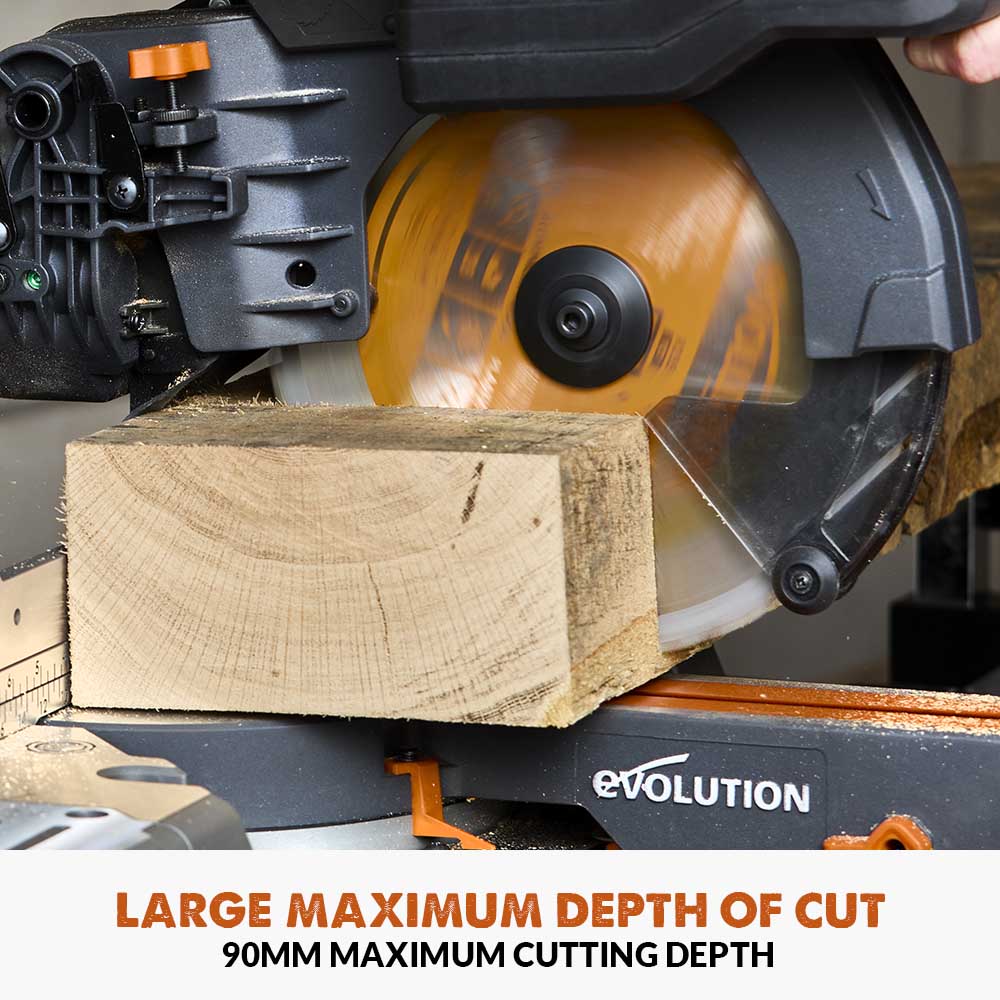 Evolution Cordless R255SMS-DB-Li Double Bevel Mitre Saw & Universal Stand Bundle - Image 12