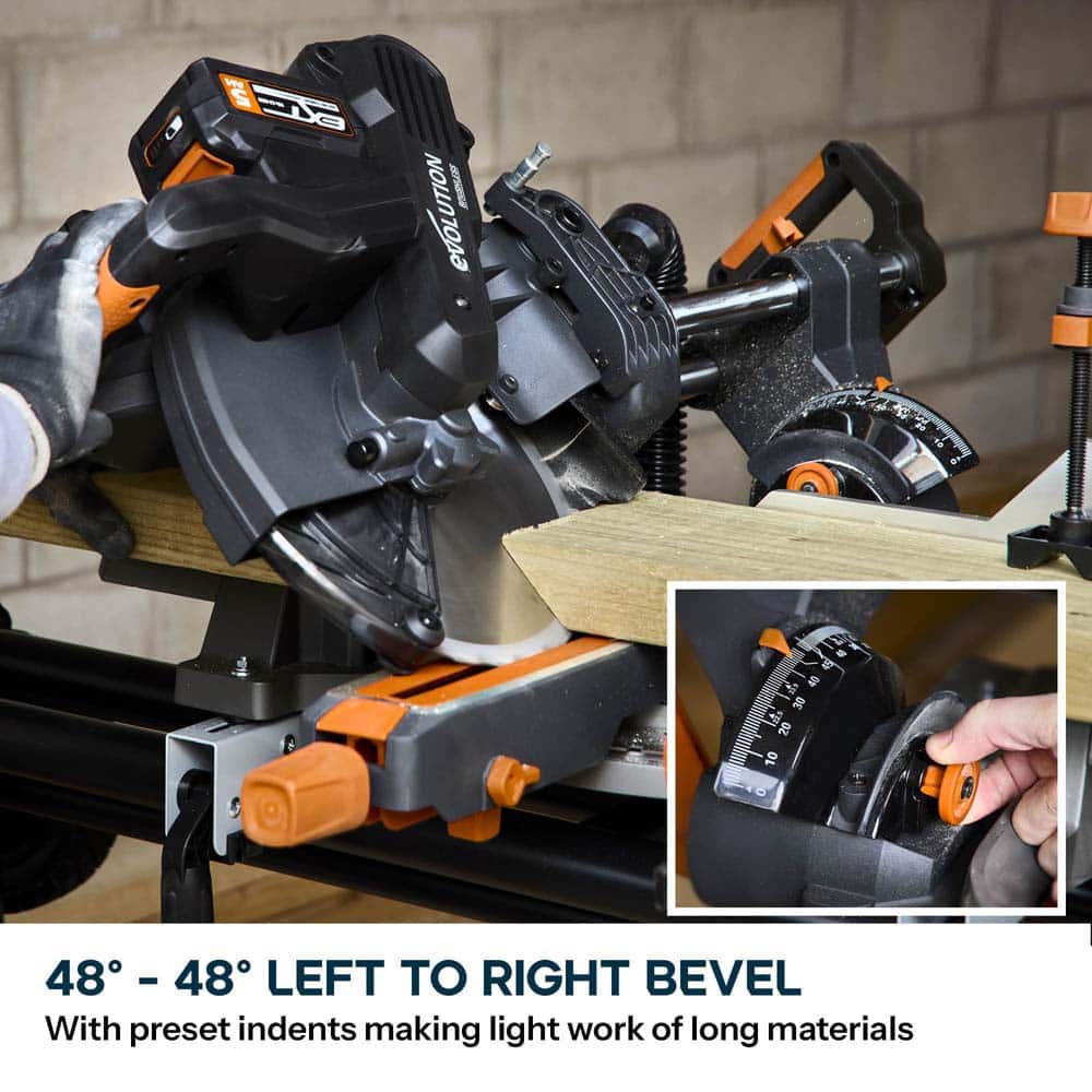 Evolution Cordless R255SMS-DB-Li 255mm 36V Double Bevel Mitre Saw - Image 10