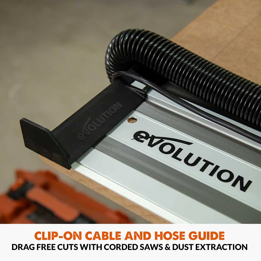 Evolution G2 Track Saw Accessory Bundle, Track Square, Splinter Guard Edge Strips, Power Cable & Vacuum Hose Guide & Track End Stop - Image 6