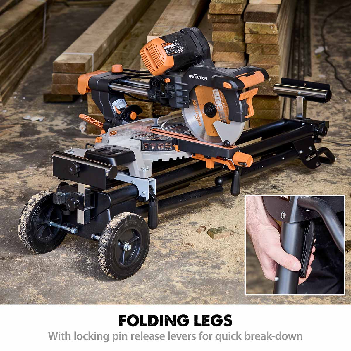 Evolution XL Rolling Mitre Saw Stand With Universal Fittings - Image 9