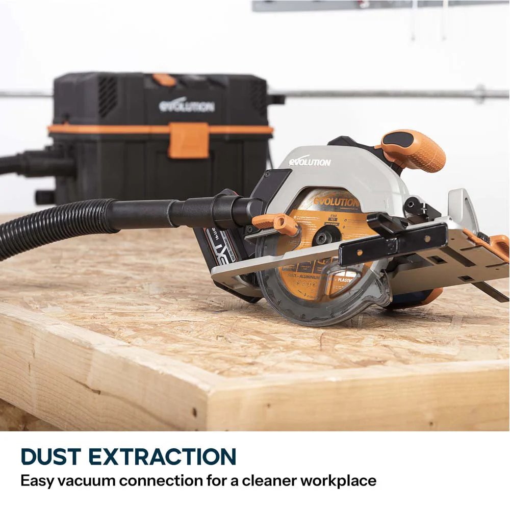 Evolution Cordless R165CCS-Li 165mm Circular Saw 18v Li-Ion EXT Inc Multi-Material Blade - Image 12