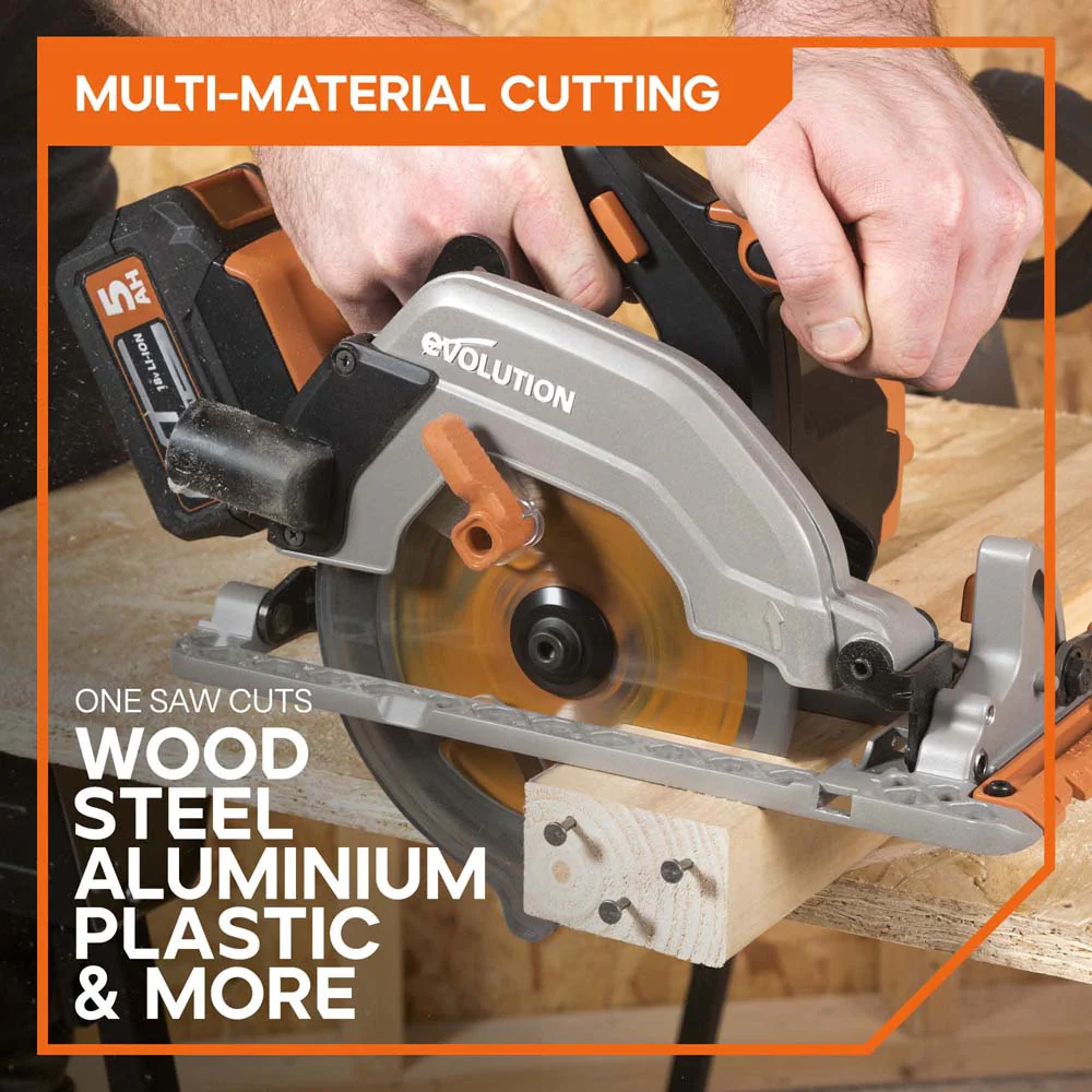 Evolution Cordless R165CCS-Li 165mm Circular Saw 18v Li-Ion EXT Inc Multi-Material Blade - Image 2