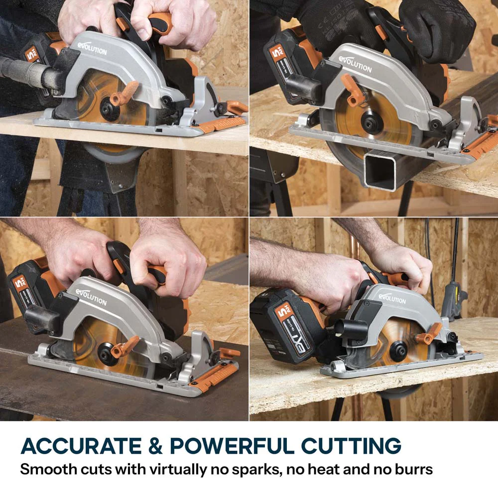 Evolution Cordless R165CCS-Li 165mm Circular Saw 18v Li-Ion EXT Inc Multi-Material Blade - Image 3