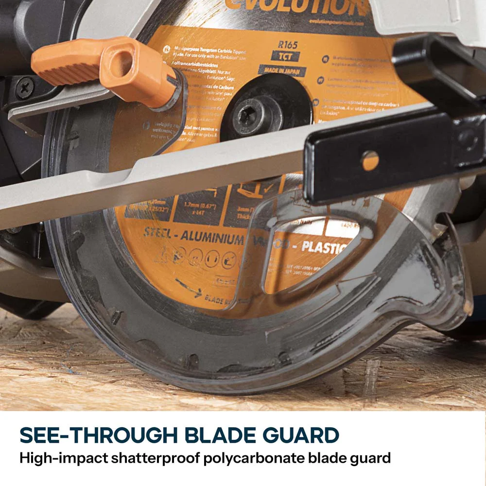 Evolution Cordless R165CCS-Li 165mm Circular Saw 18v Li-Ion EXT Inc Multi-Material Blade - Image 8