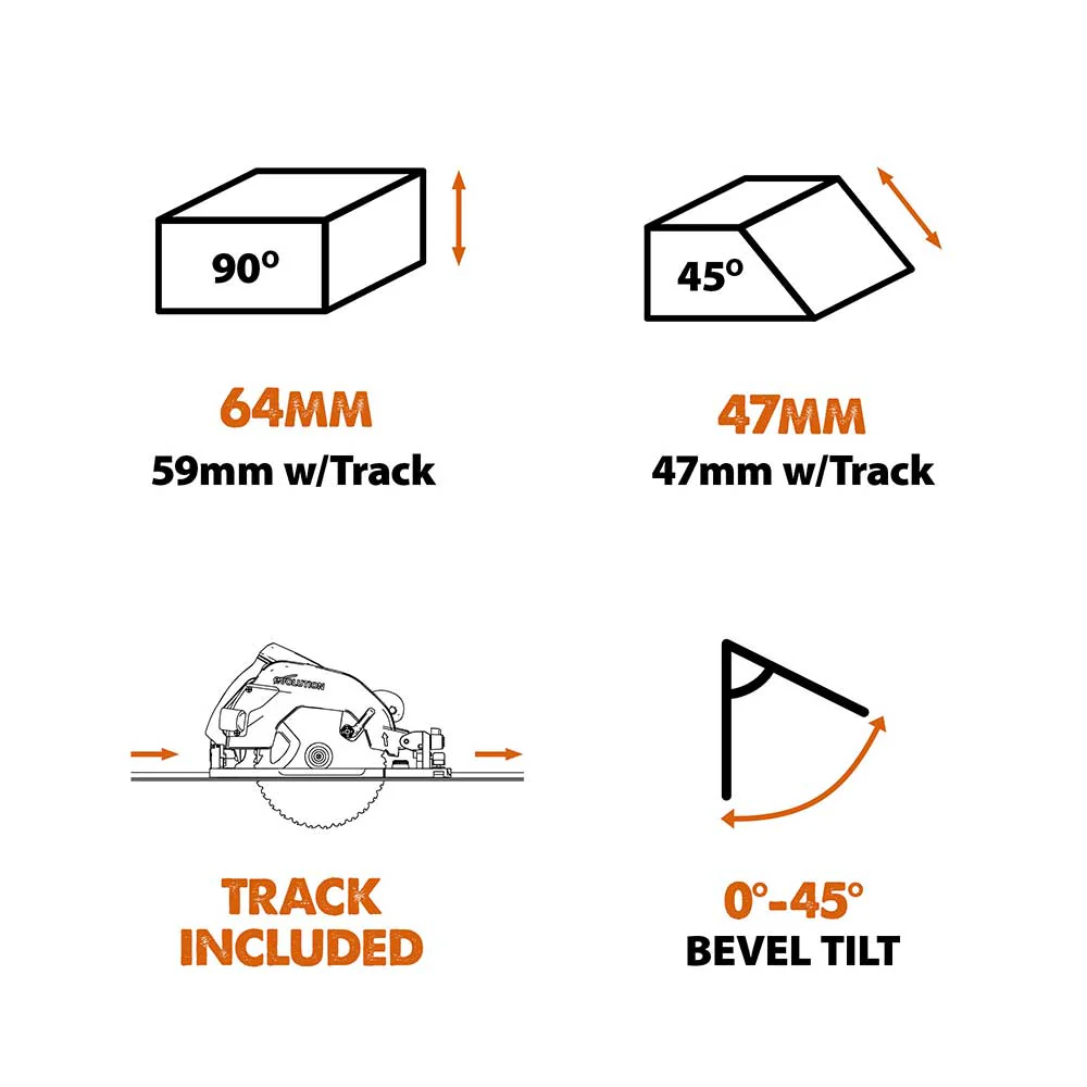 Evolution R185CCSX Handheld Circular Saw, ST2800-G2  2.8m 2-piece Track & 3-piece Mini-Track Bundle - Image 4