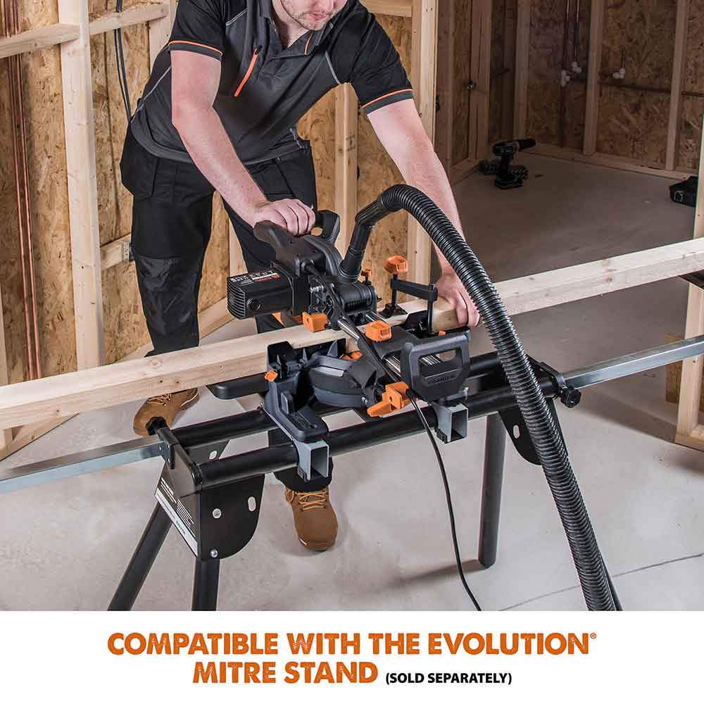 Evolution R185SMS+ 185mm Sliding Mitre Saw & XL Rolling Stand Bundle - Image 19