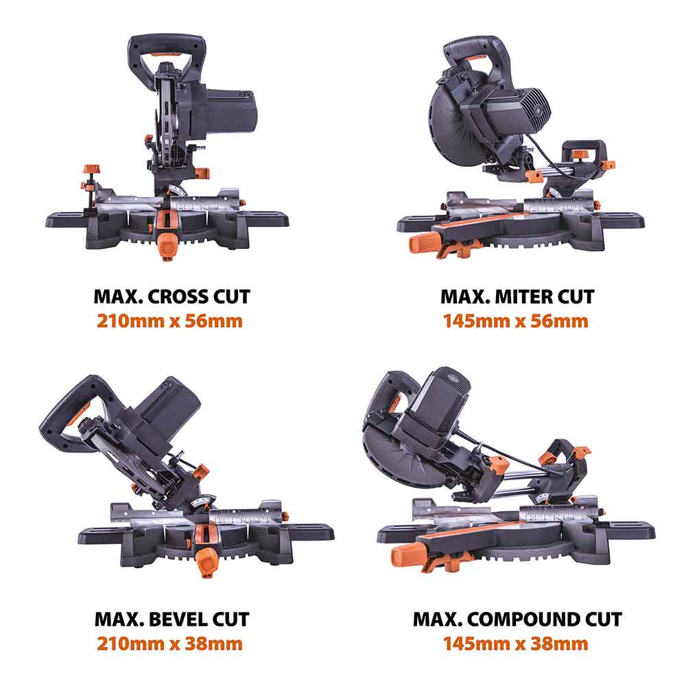 Evolution R185SMS+ 185mm Sliding Mitre Saw & XL Rolling Stand Bundle - Image 3