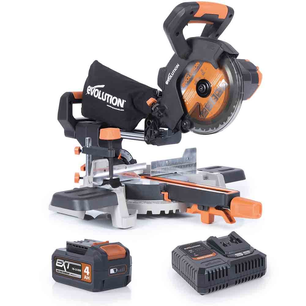 Evolution Cordless R185SMS-Li 185mm Sliding Mitre Saw 18v Li-Ion EXT Inc Multi-Material Blade - Image 15