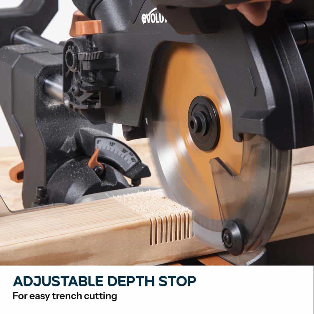 Evolution Cordless R185SMS-Li 185mm Sliding Mitre Saw 18v Li-Ion EXT Inc Multi-Material Blade - Image 7