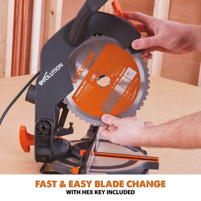 Evolution R210CMS+ Compound Mitre Saw With Extra Wood Blade Bundle - Image 8