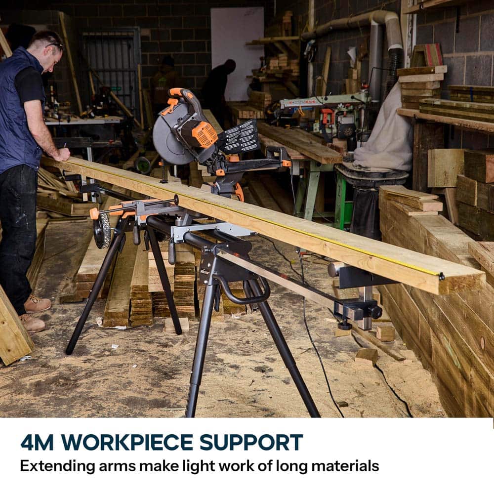 Evolution R210SMS-300+ Sliding Mitre Saw & XL Rolling Stand Bundle - Image 23
