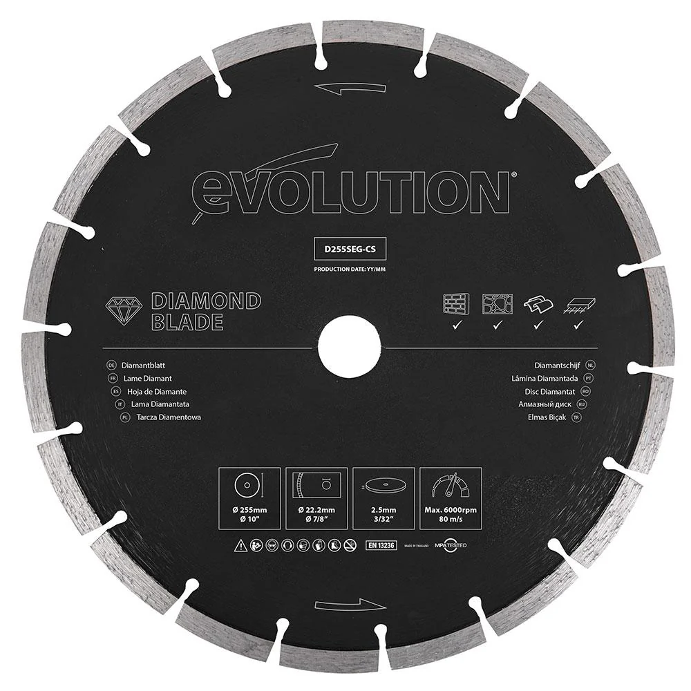 Evolution R255DCT Diamond Disc Cutter Blade Variety Pack 22.2mm Bore - Image 2