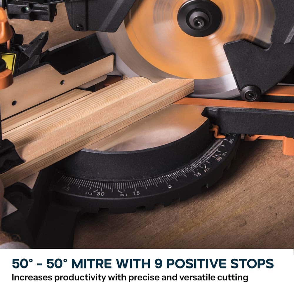 Evolution R255SMS+ 255mm Sliding Compound Mitre Saw & Evolution XL Rolling Mitre Saw Stand Bundle - Image 10