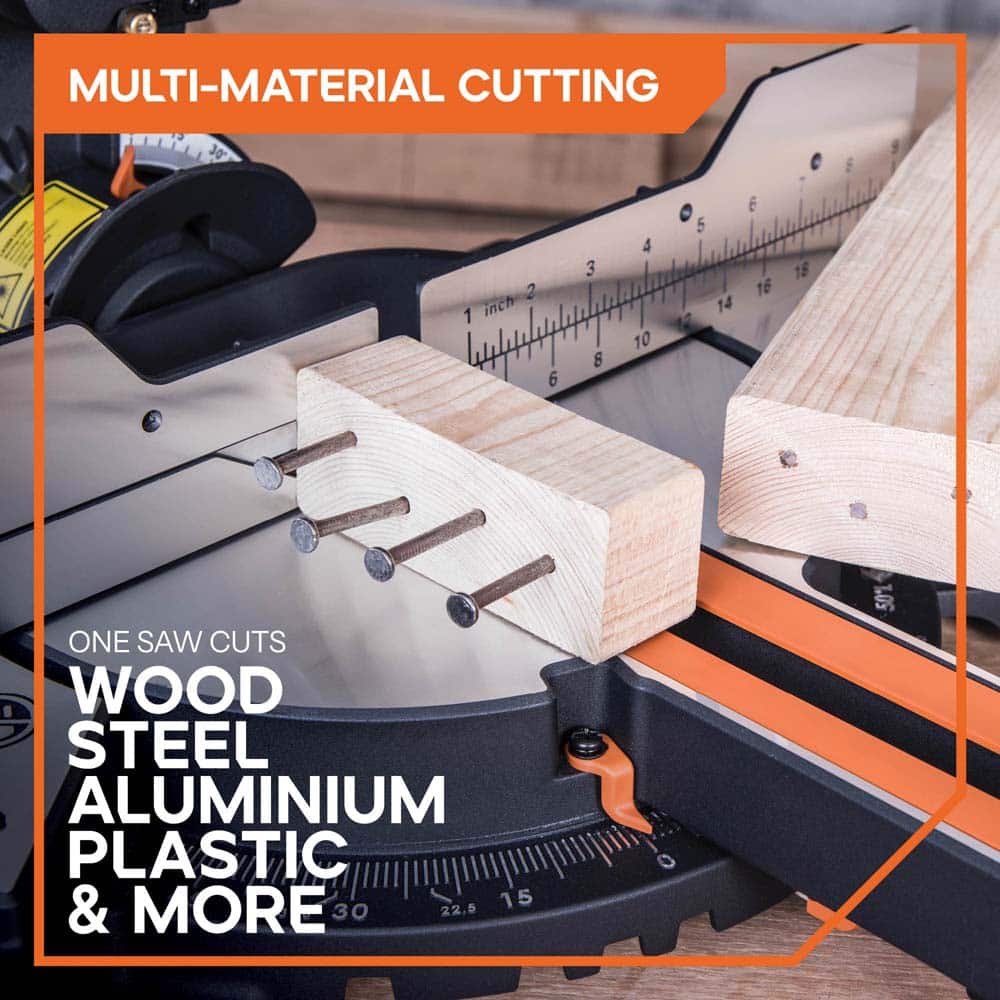 Evolution R255SMS+ 255mm Sliding Compound Mitre Saw & Evolution XL Rolling Mitre Saw Stand Bundle - Image 5