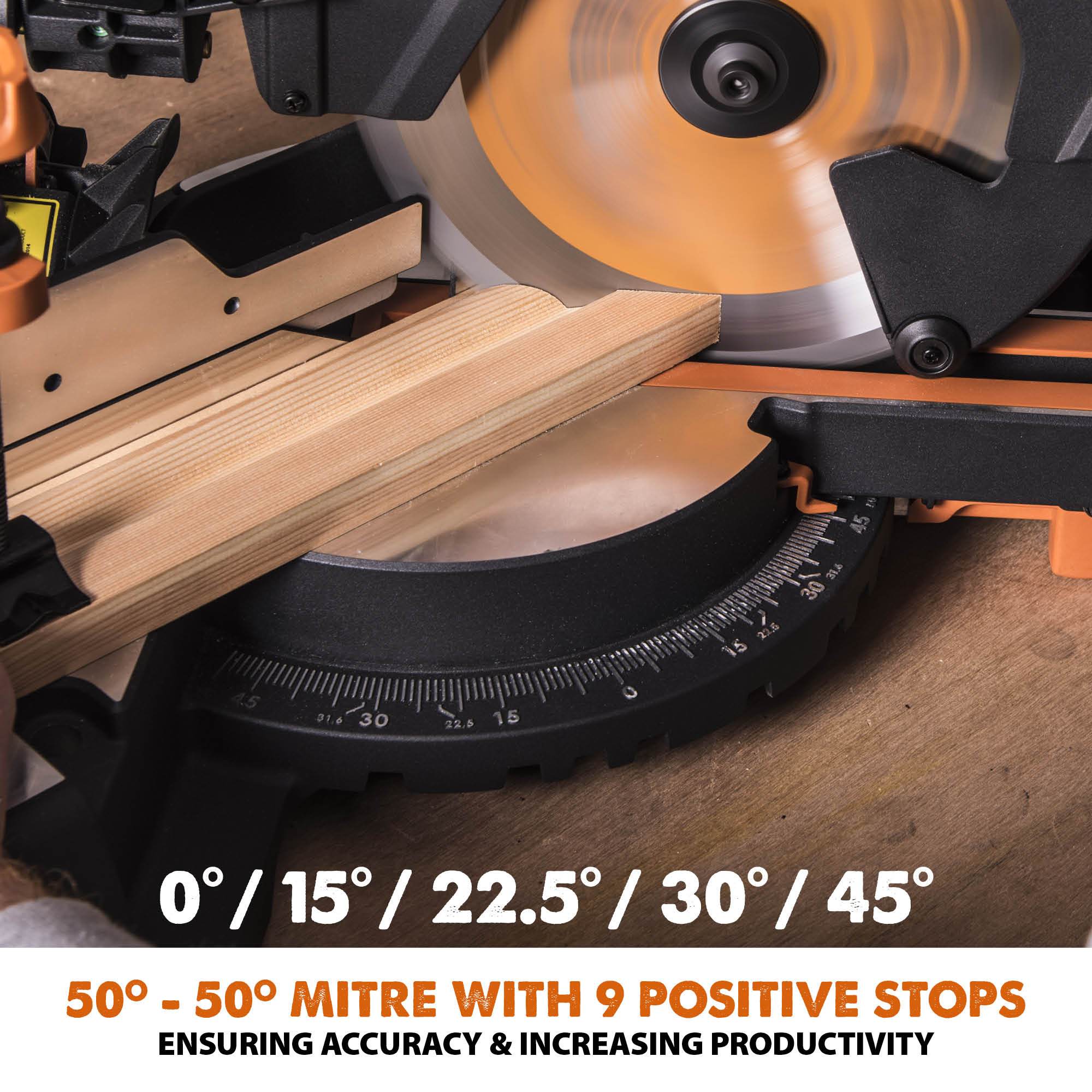 Evolution R255SMS+ 255mm Sliding Compound Mitre Saw & Stand Bundle - Image 10