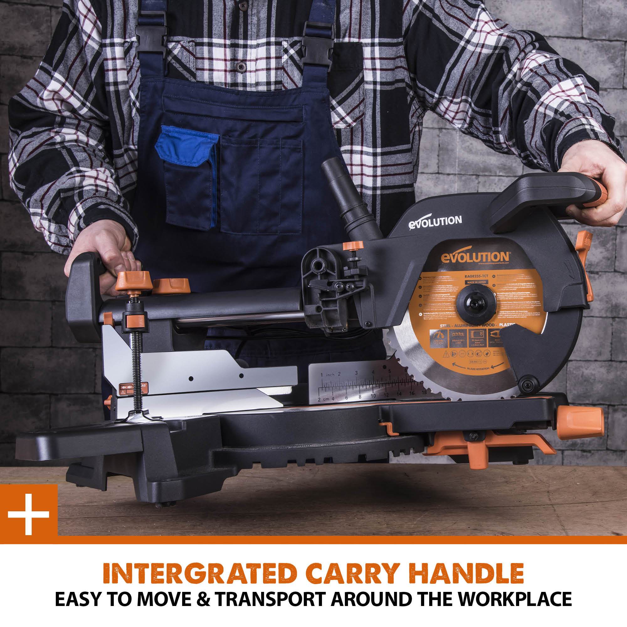 Evolution R255SMS+ 255mm Sliding Compound Mitre Saw & Stand Bundle - Image 25