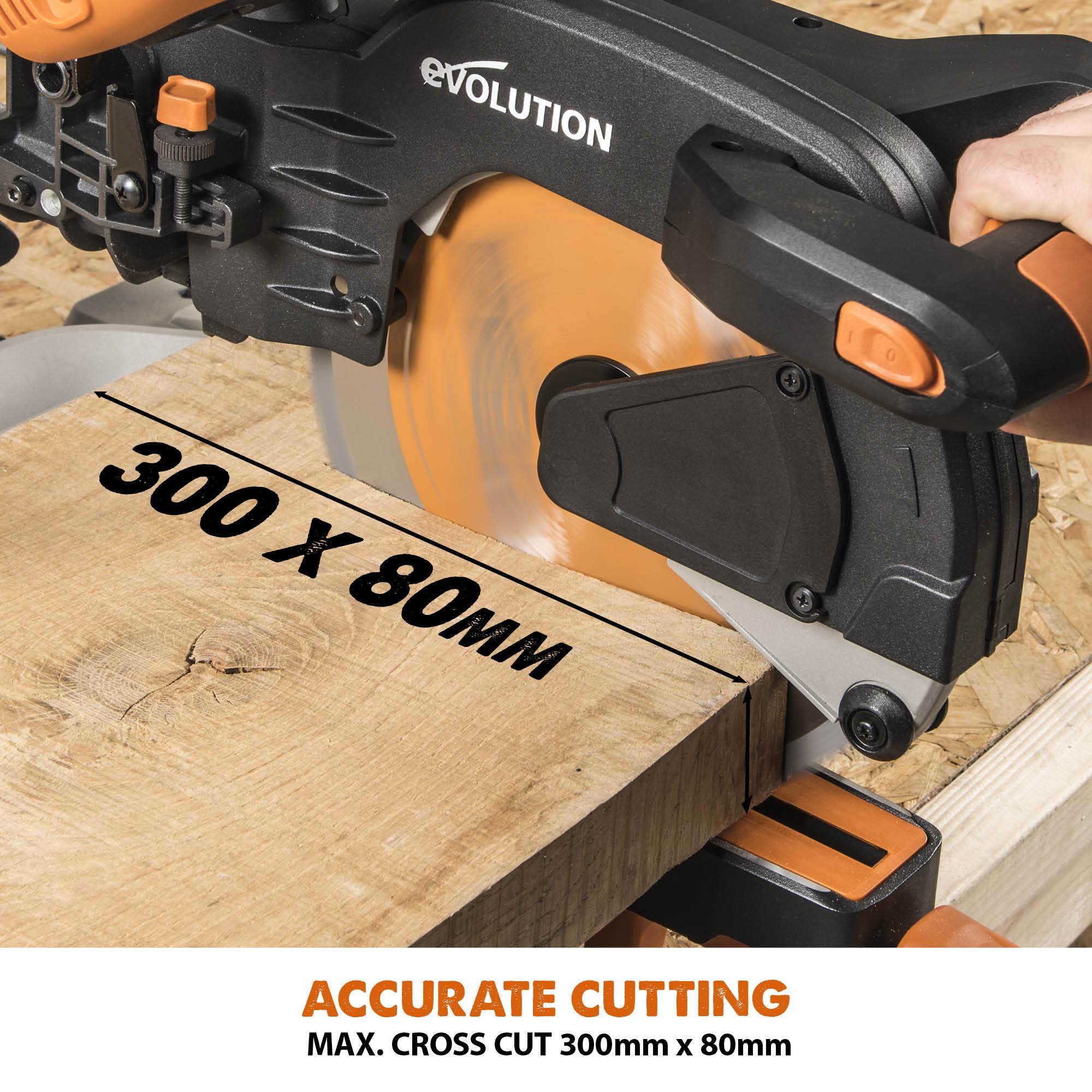 Evolution R255SMS+ 255mm Sliding Compound Mitre Saw & Stand Bundle - Image 6