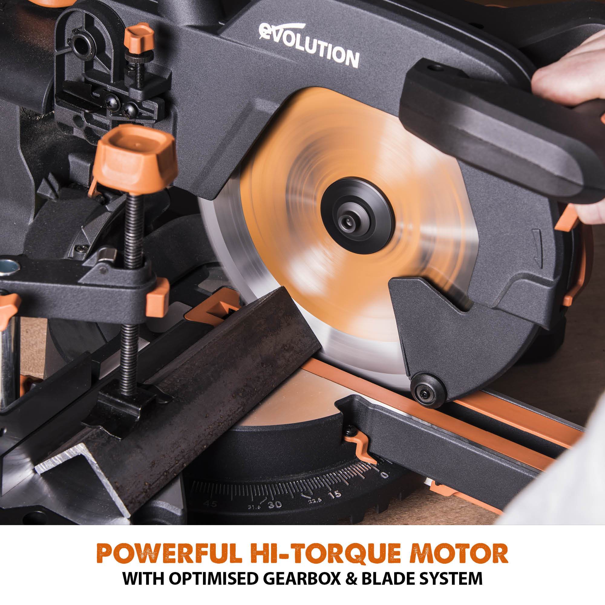 Evolution R255SMS+ 255mm Sliding Compound Mitre Saw & Stand Bundle - Image 8