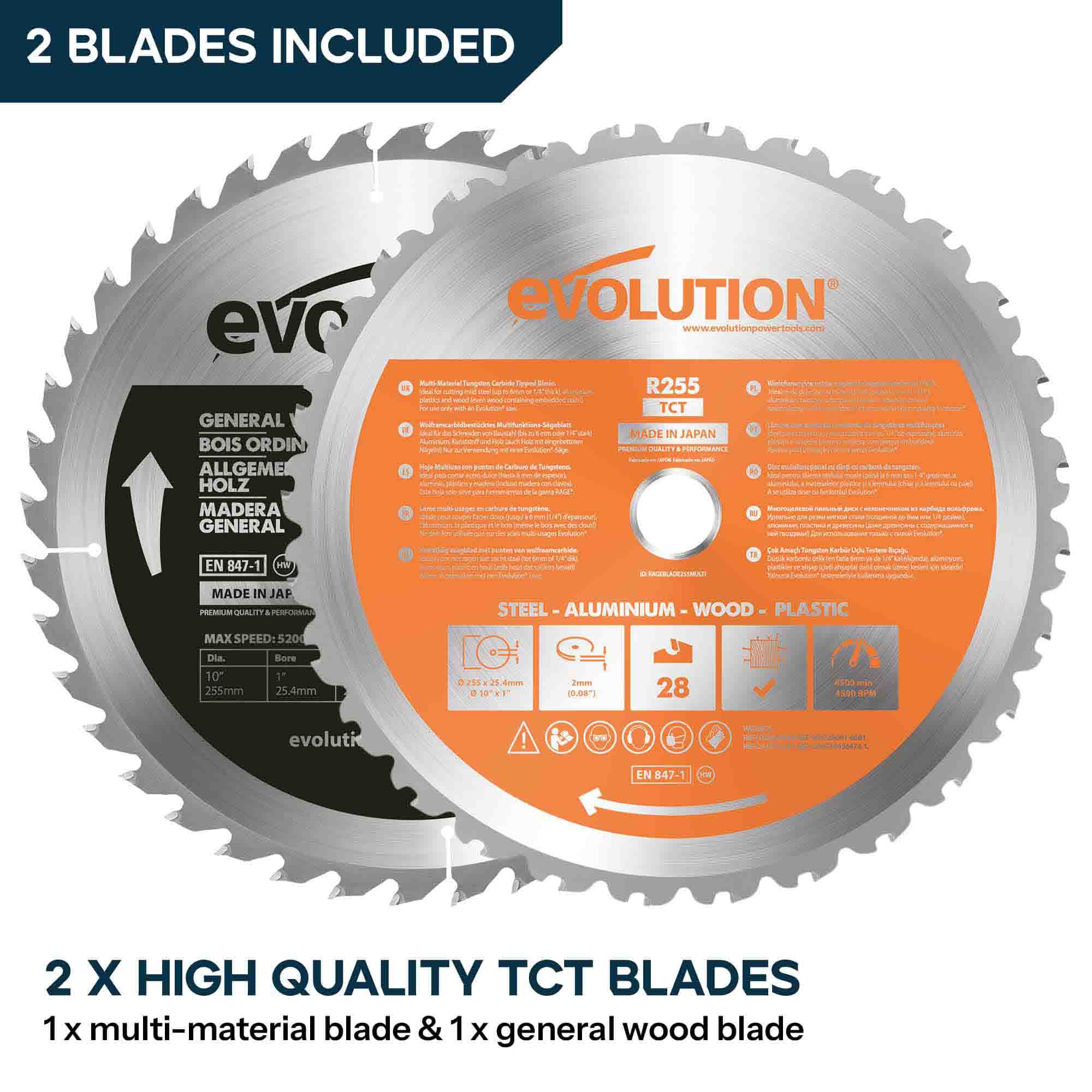 Evolution R255SMS-DB+ 255mm Double Bevel Mitre Saw & XL Rolling Stand Bundle - Image 5