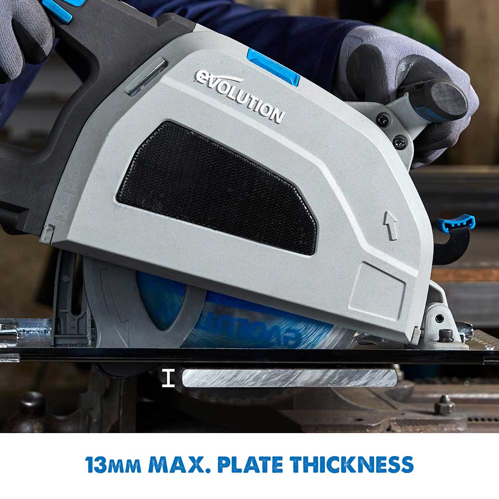 Evolution S210CCS 210mm Heavy Duty Metal Cutting Circular Saw & 1.4m 2-Piece Track Kit Bundle (2x700mm) - Image 7
