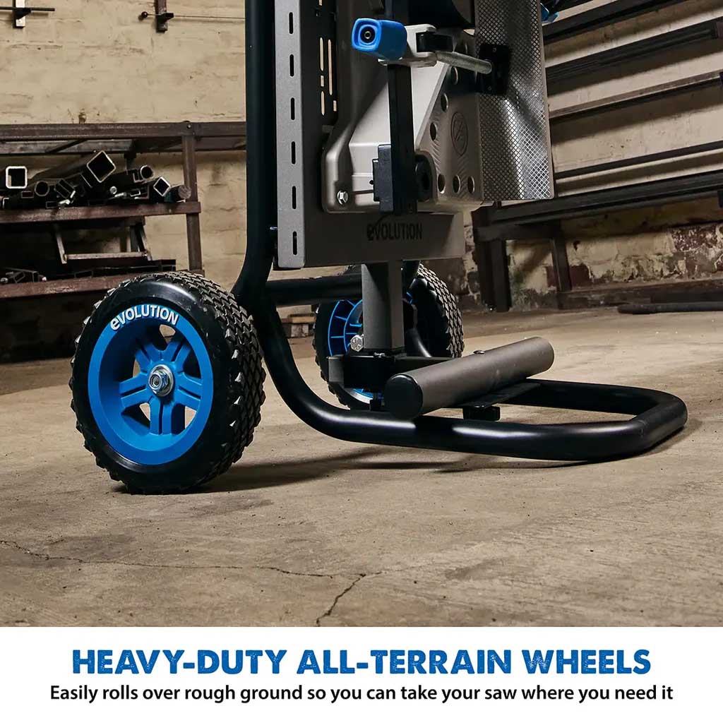 Evolution S355MCS Mitre Chop Saw Wheeled Stand With Powerlift Assist. - Image 5