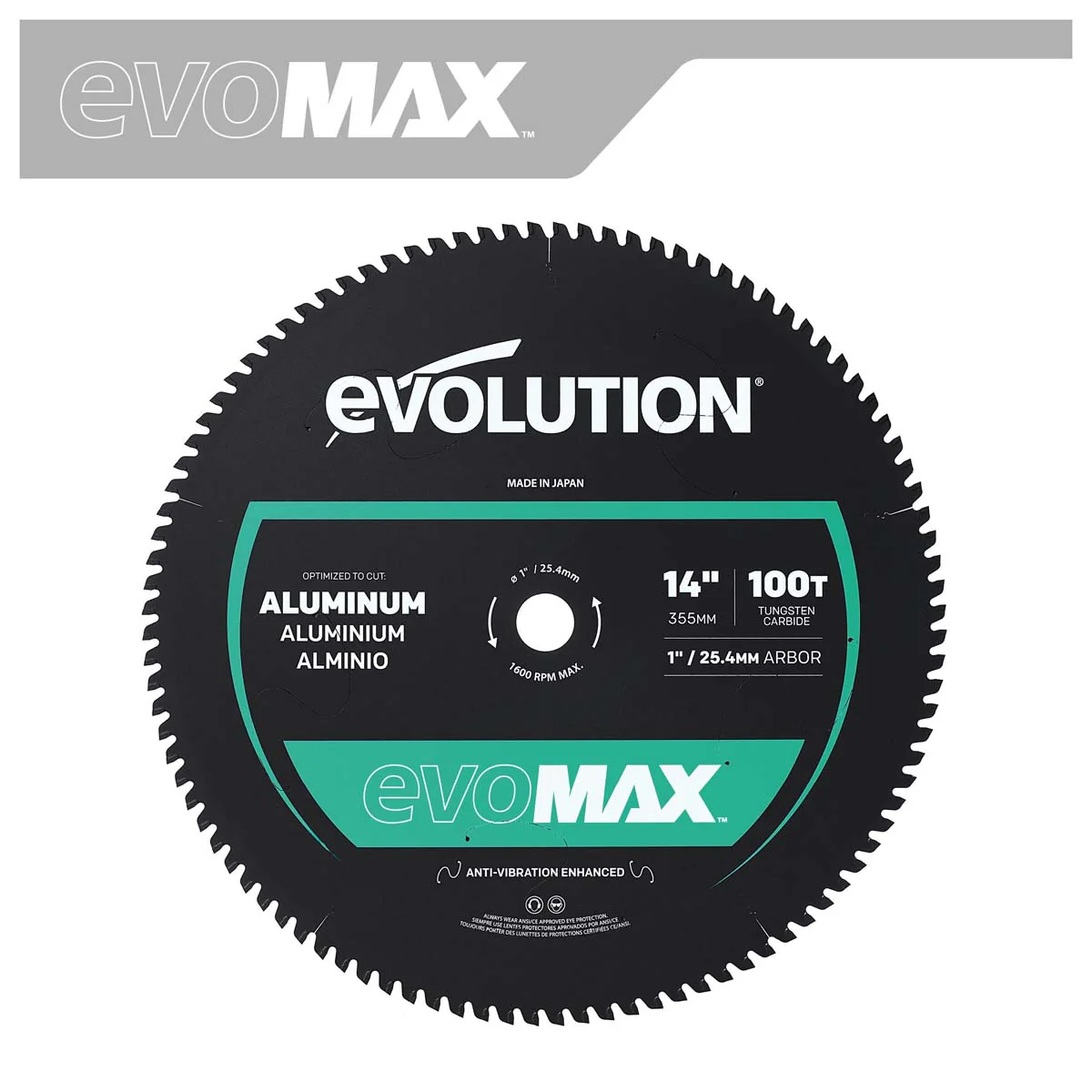 EVOMAX 355mm 100-Teeth Tungsten Carbide Blade for Professional Heavy Duty Aluminium Cutting - Image 2