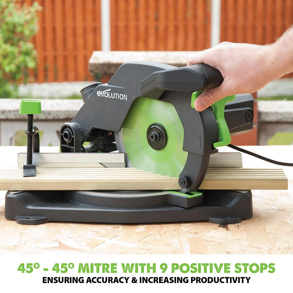 Evolution F210CMS 210mm Compound Mitre Saw With TCT Multi-Material Cutting Blade (230v) - Image 9